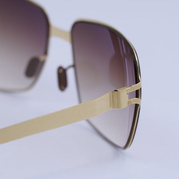 Mykita NO1 MAJA 006 Sunglasses Gold Rectangle Frame, Brown Gradient Lenses - Picture 4 of 9
